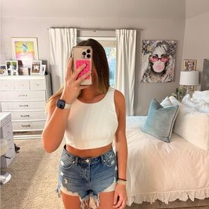 Zara White Sleeveless Crop Top
